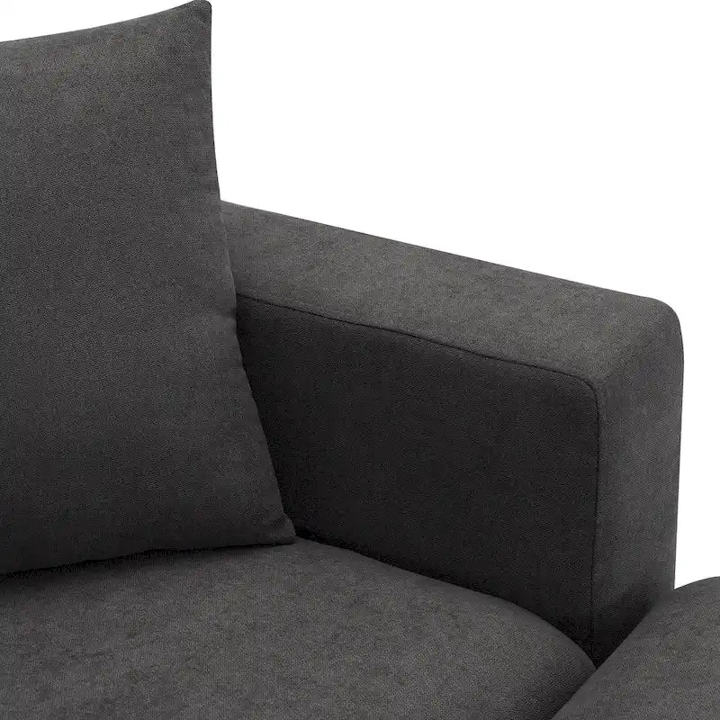Canapé d'angle en polyester en forme de L de 255 cm avec canapé convertible 4 places, pouf et coussins à ressorts ensachés (capacité de 136 kg)