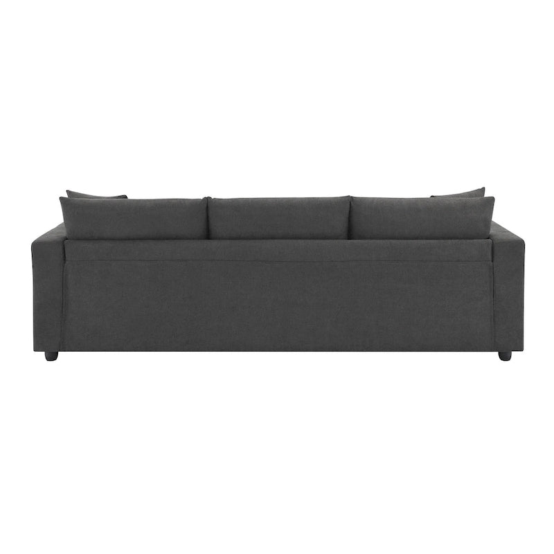 Canapé d'angle en polyester en forme de L de 255 cm avec canapé convertible 4 places, pouf et coussins à ressorts ensachés (capacité de 136 kg)