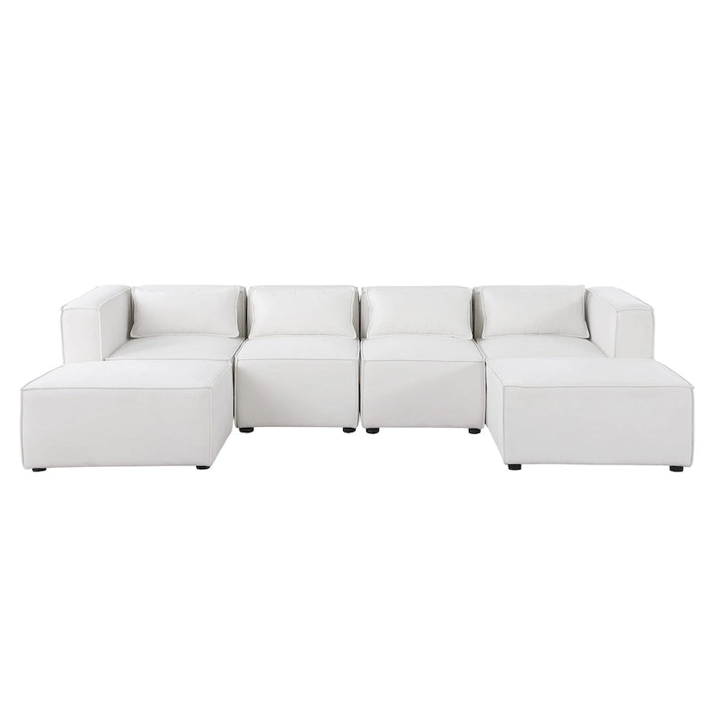 Canapé sectionnel modulaire en forme de U en chenille, 6 pièces, avec 2 poufs amovibles et design à combinaison libre