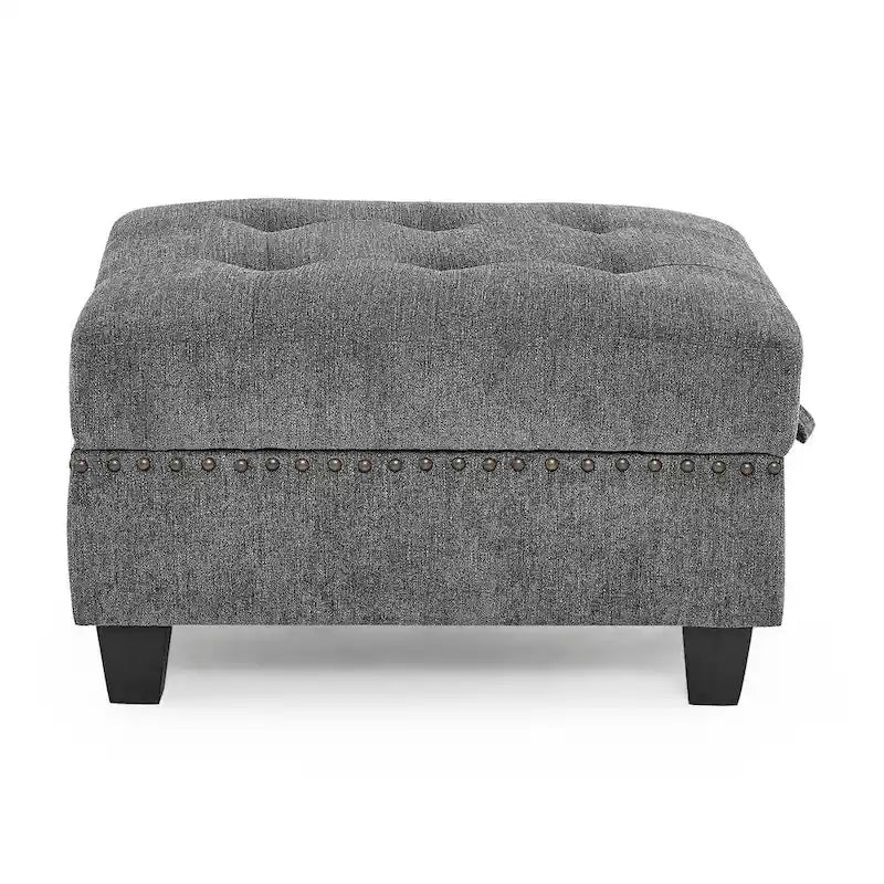 Canapé d'angle 6 places gris 116 avec chaises et rangement