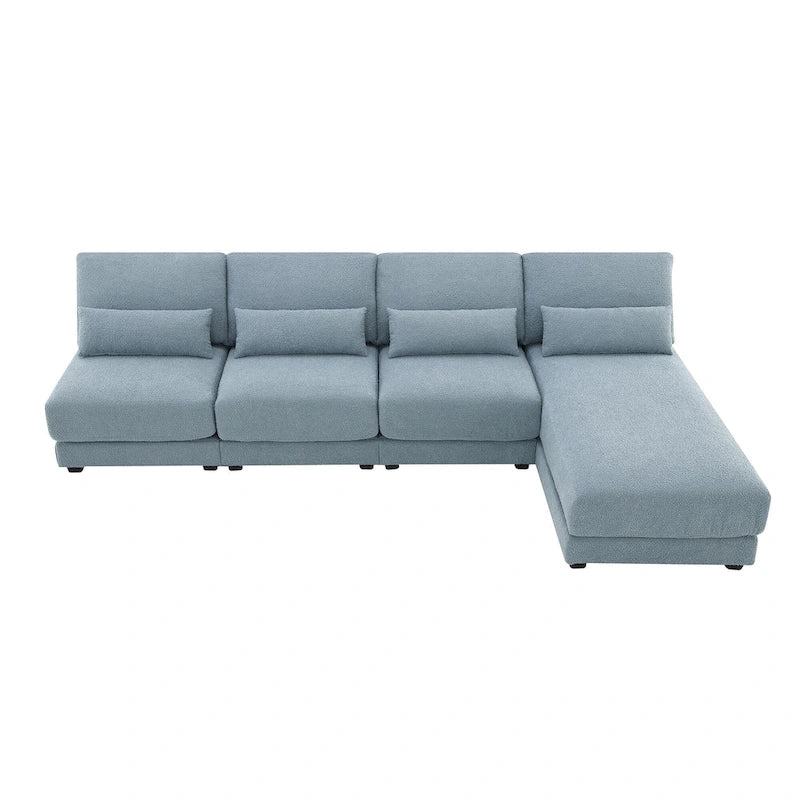 Canapé d'angle 4 places en L bleu 120 cm