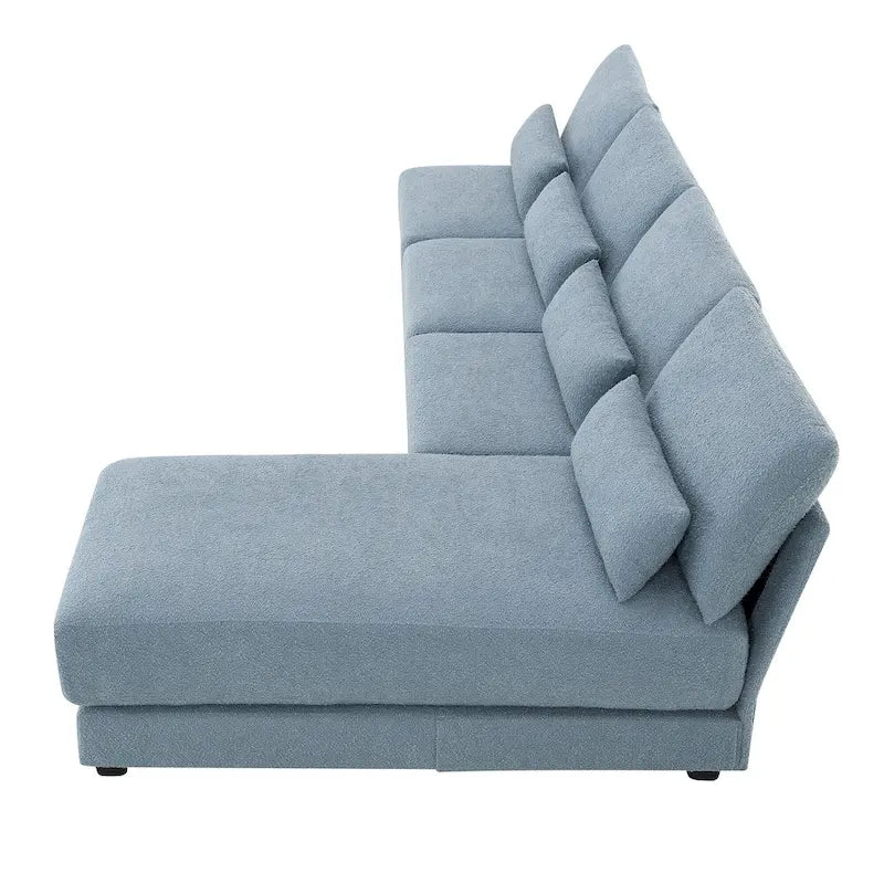 Canapé d'angle 4 places en L bleu 120 cm