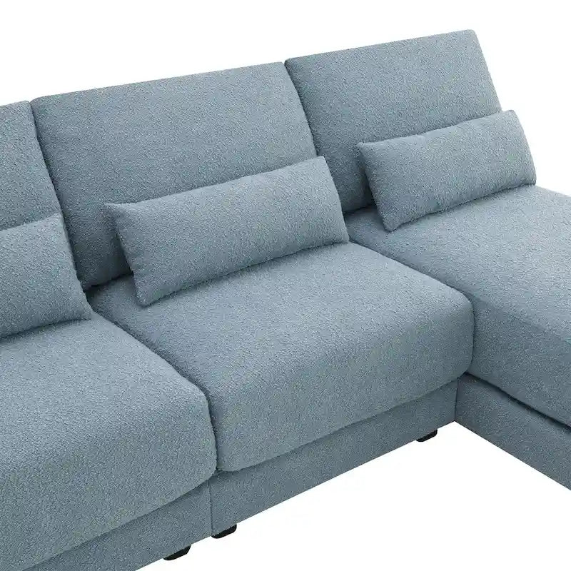 Canapé d'angle 4 places en L bleu 120 cm