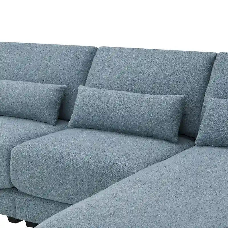 Canapé d'angle 4 places en L bleu 120 cm