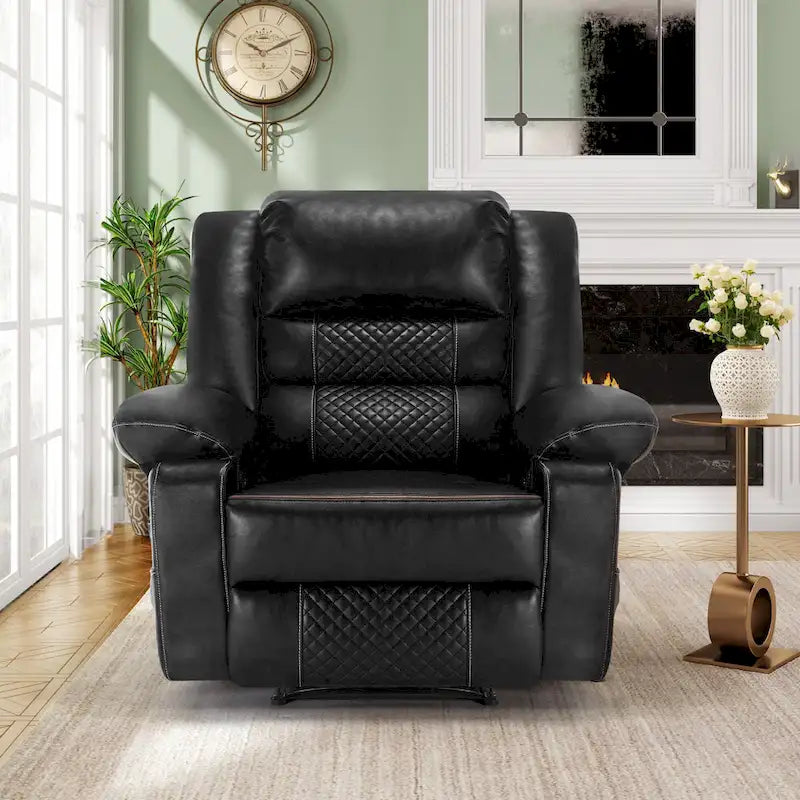 Fauteuil inclinable manuel en cuir marron avec massage vibratoire à 8 points, chauffage lombaire et plusieurs options d'inclinaison