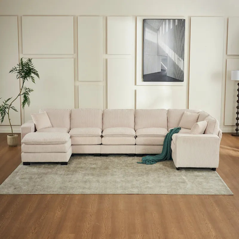 Canapé de luxe en U 6 places blanc 118,1 po