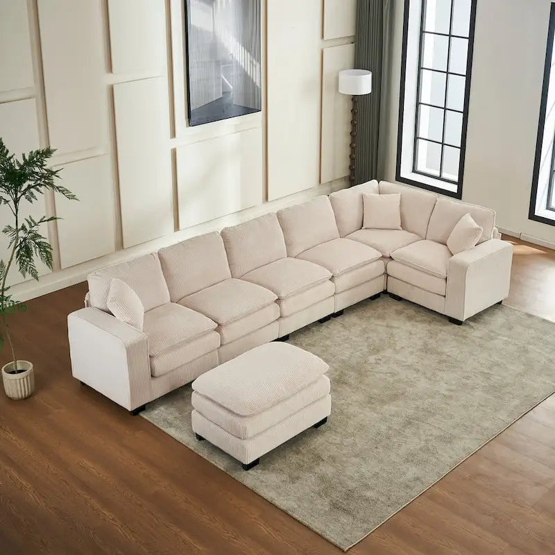 Canapé de luxe en U 6 places blanc 118,1 po
