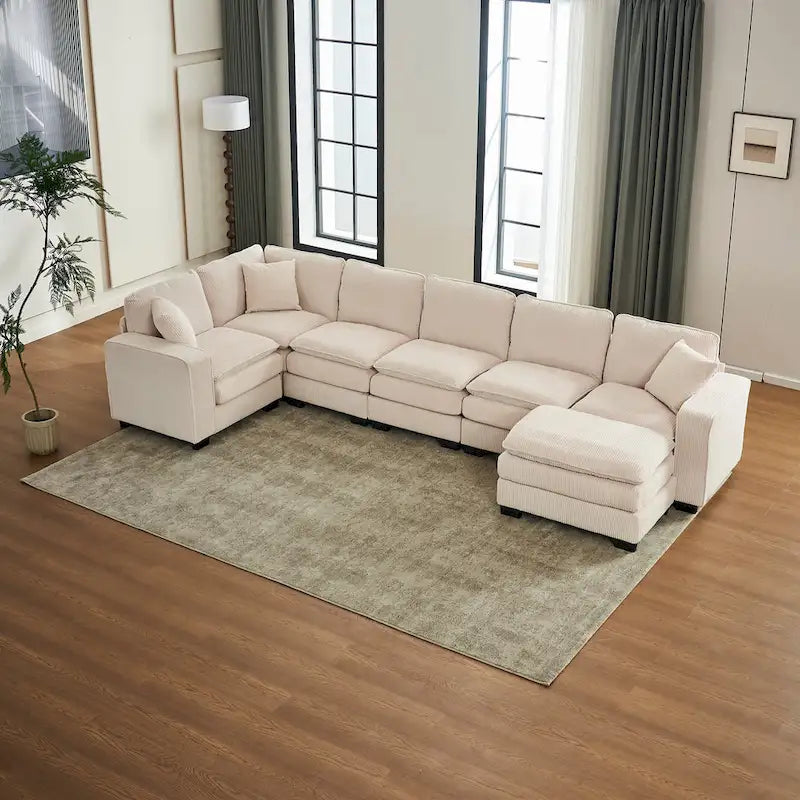 Canapé de luxe en U 6 places blanc 118,1 po