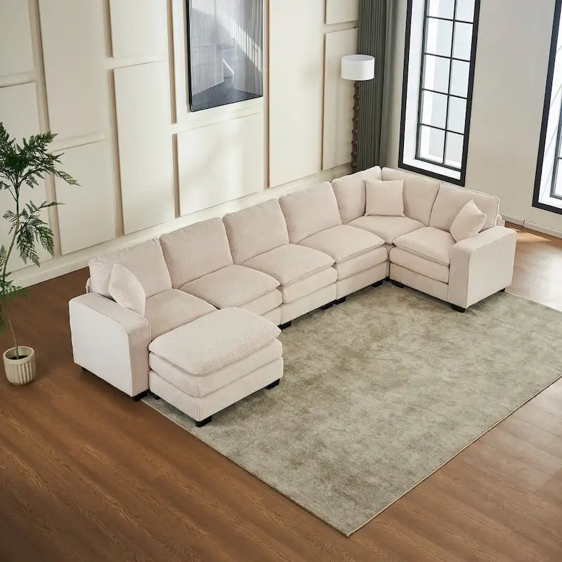 Canapé de luxe en U 6 places blanc 118,1 po