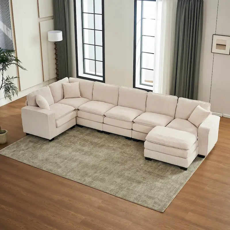 Canapé de luxe en U 6 places blanc 118,1 po