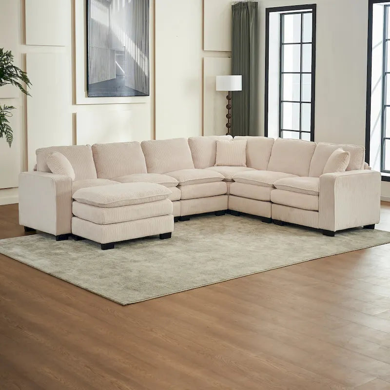 Canapé de luxe en U 6 places blanc 118,1 po