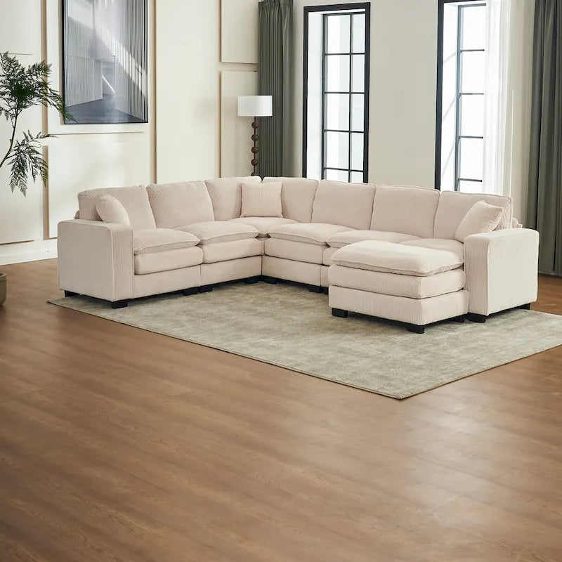 Canapé de luxe en U 6 places blanc 118,1 po