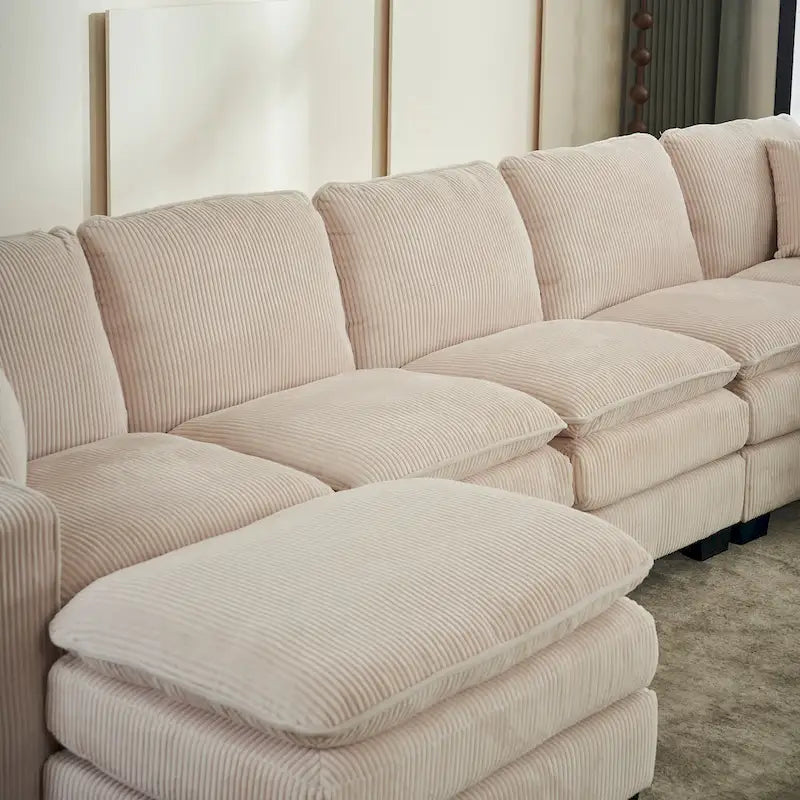 Canapé de luxe en U 6 places blanc 118,1 po