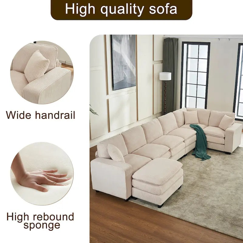 Canapé de luxe en U 6 places blanc 118,1 po