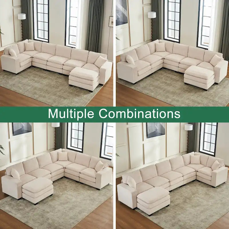 Canapé de luxe en U 6 places blanc 118,1 po
