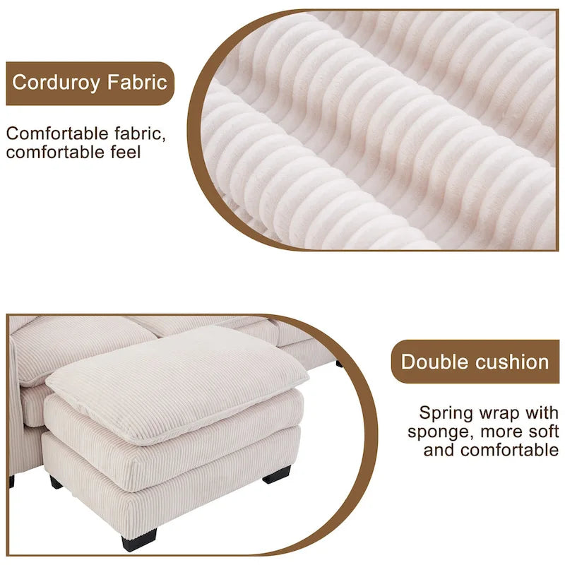Canapé de luxe en U 6 places blanc 118,1 po