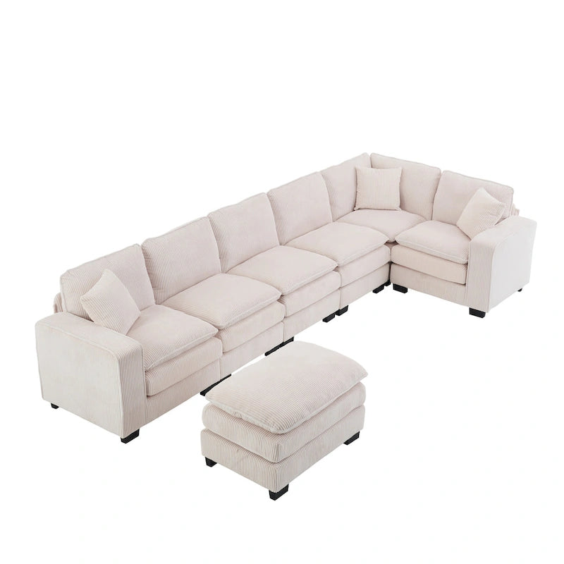 Canapé de luxe en U 6 places blanc 118,1 po