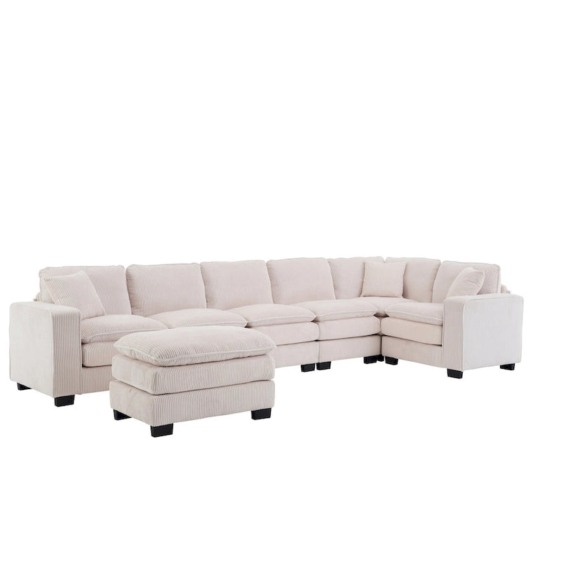 Canapé de luxe en U 6 places blanc 118,1 po