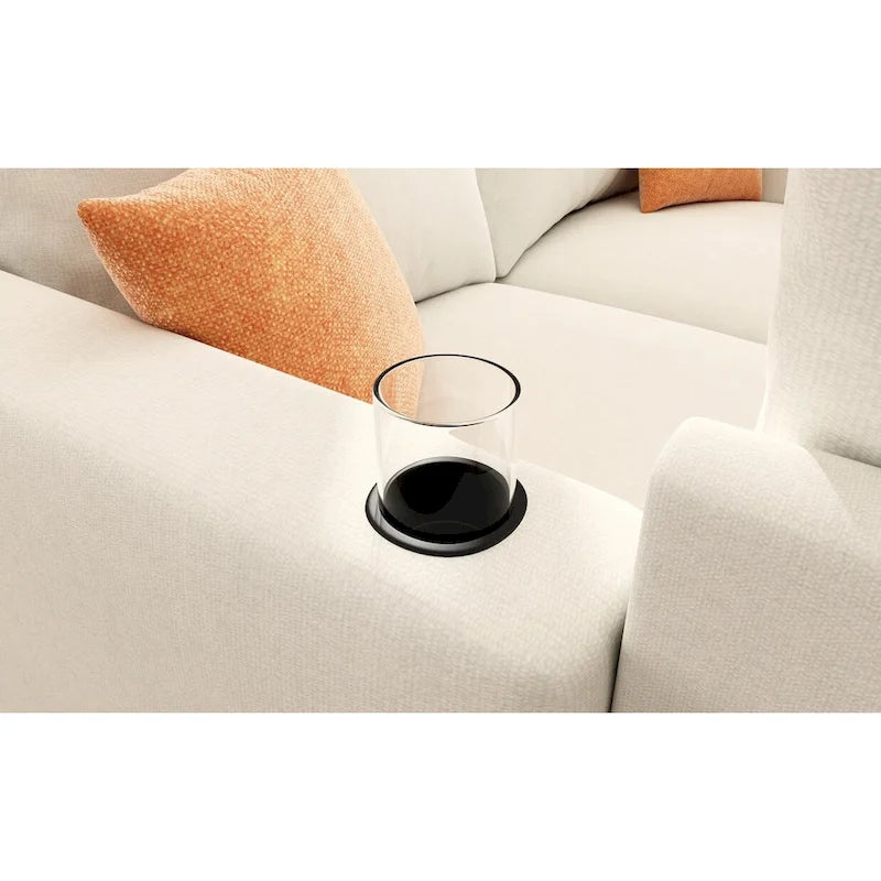 Canapé modulable en U 4 places blanc 123 avec poufs de rangement, montage et transport faciles