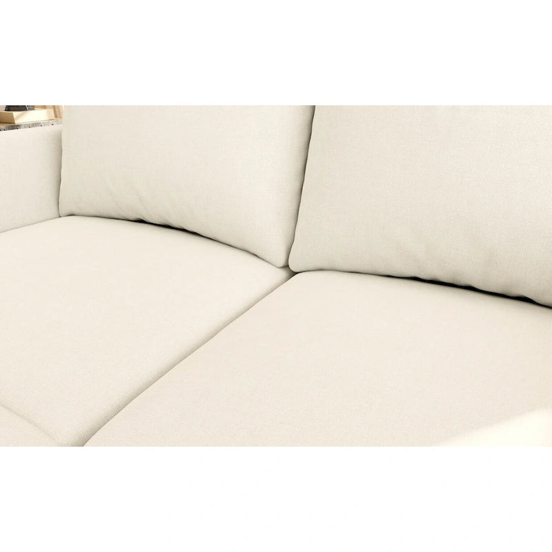 Canapé modulable en U 4 places blanc 123 avec poufs de rangement, montage et transport faciles