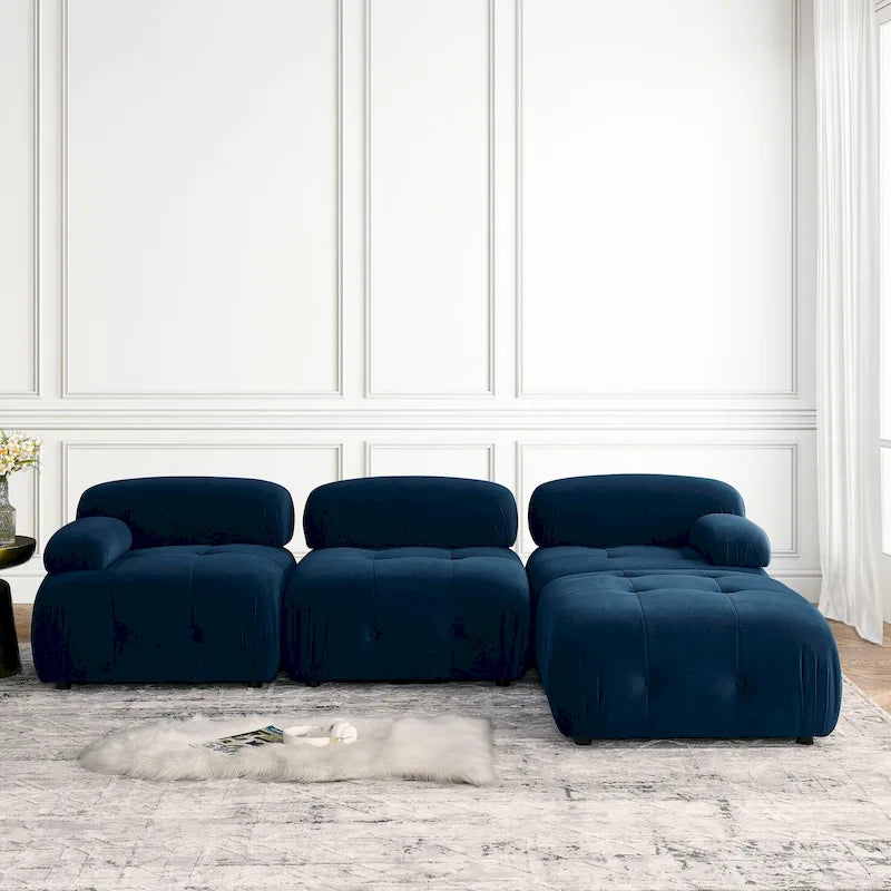 Canapé d'angle modulable 4 places Blue 93 avec pouf réversible