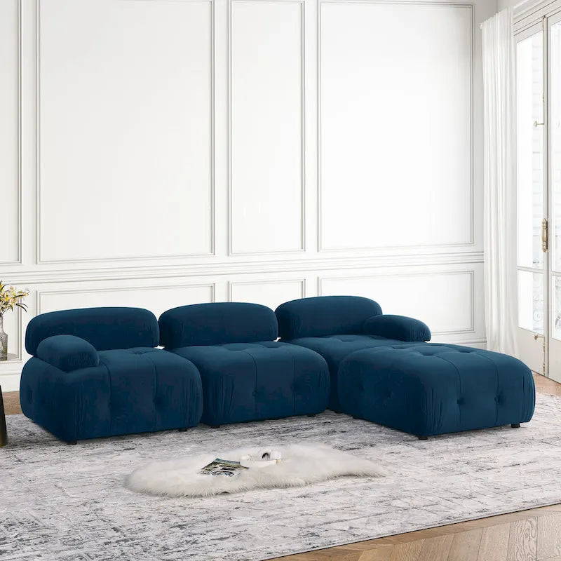 Canapé d'angle modulable 4 places Blue 93 avec pouf réversible