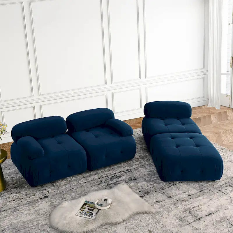 Canapé d'angle modulable 4 places Blue 93 avec pouf réversible