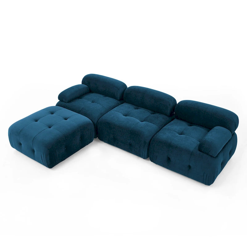 Canapé d'angle modulable 4 places Blue 93 avec pouf réversible