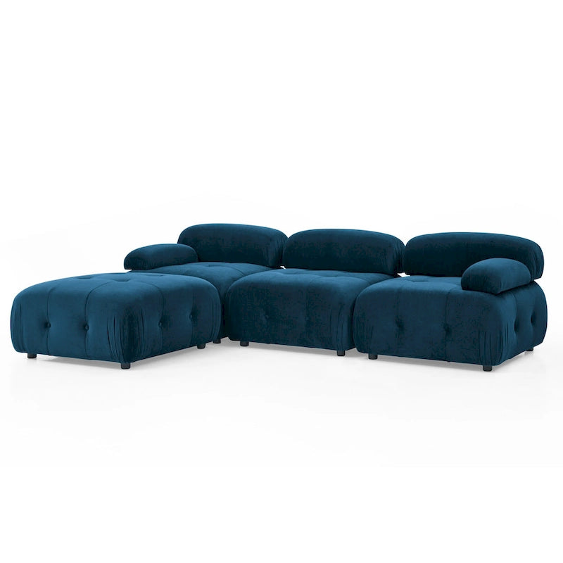 Canapé d'angle modulable 4 places Blue 93 avec pouf réversible