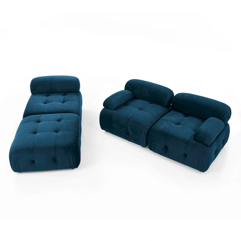 Canapé d'angle modulable 4 places Blue 93 avec pouf réversible