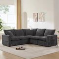 Black 84 Ensemble de canapé d'angle modulaire chenille à 5 places avec 2 oreillers, idéal pour le salon ou un appartement
