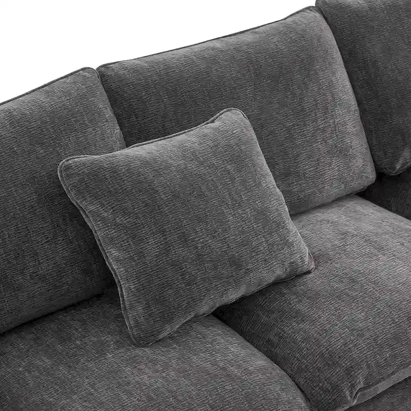 Black 84 Ensemble de canapé d'angle modulaire chenille à 5 places avec 2 oreillers, idéal pour le salon ou un appartement