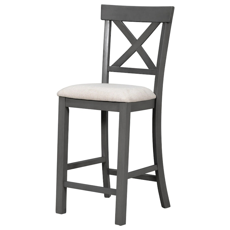 Ensemble table de salle à manger en bois 6 pièces hauteur comptoir vintage avec 4 chaises
