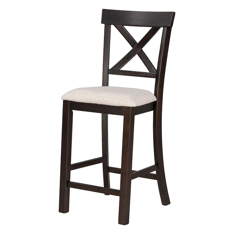 Ensemble table de salle à manger en bois 6 pièces hauteur comptoir vintage avec 4 chaises