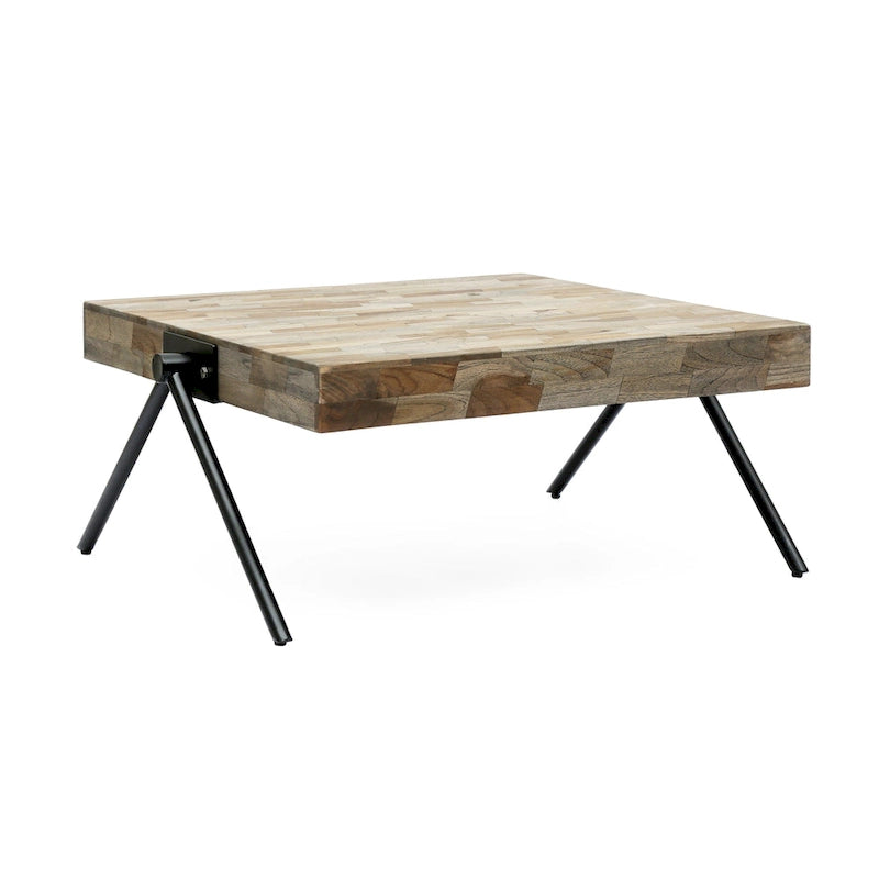 18,75 Table basse design moderne faite à la main avec plateau en bois et pieds uniques en forme de V
