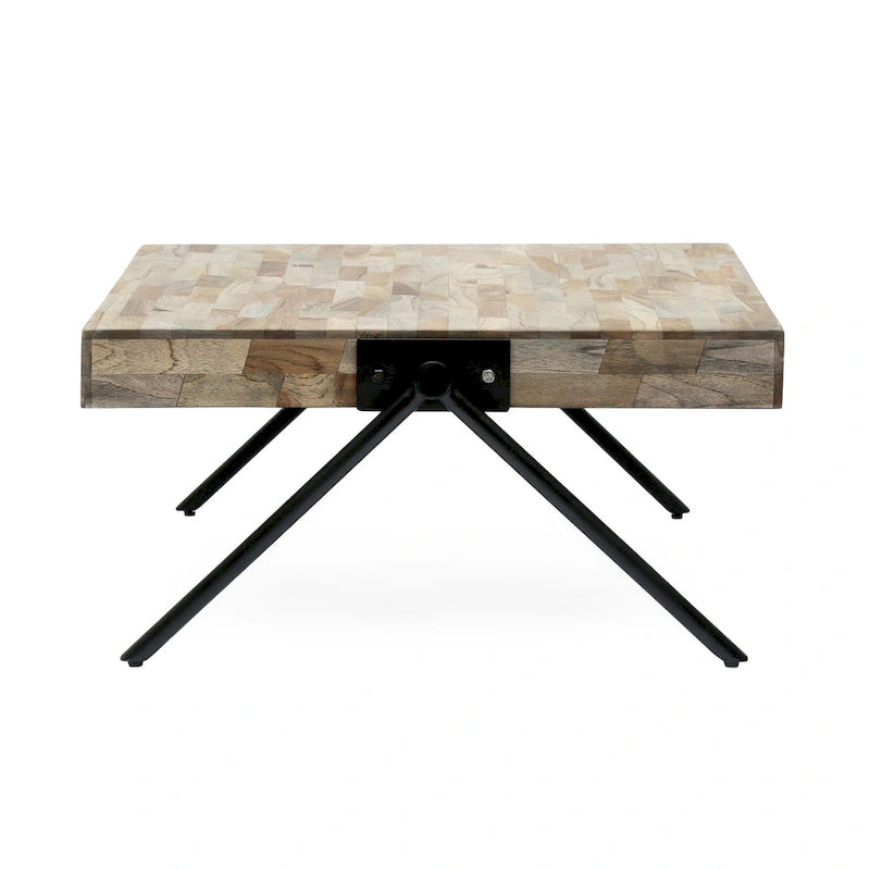 18,75 Table basse design moderne faite à la main avec plateau en bois et pieds uniques en forme de V
