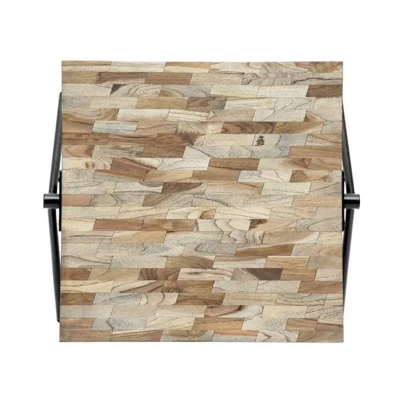 18,75 Table basse design moderne faite à la main avec plateau en bois et pieds uniques en forme de V