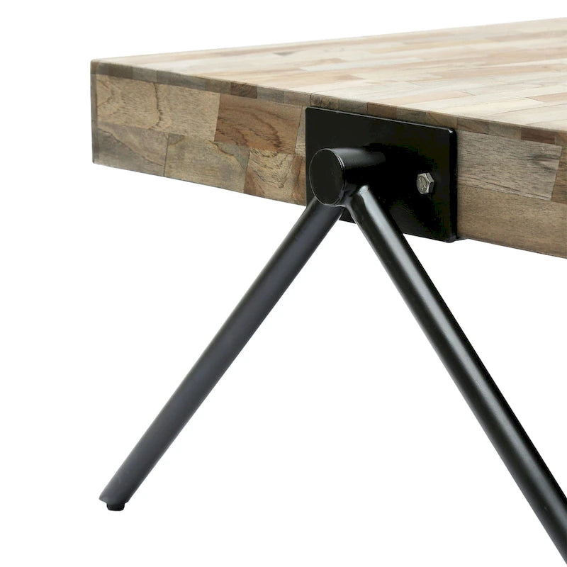 18,75 Table basse design moderne faite à la main avec plateau en bois et pieds uniques en forme de V
