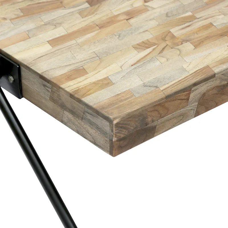 18,75 Table basse design moderne faite à la main avec plateau en bois et pieds uniques en forme de V