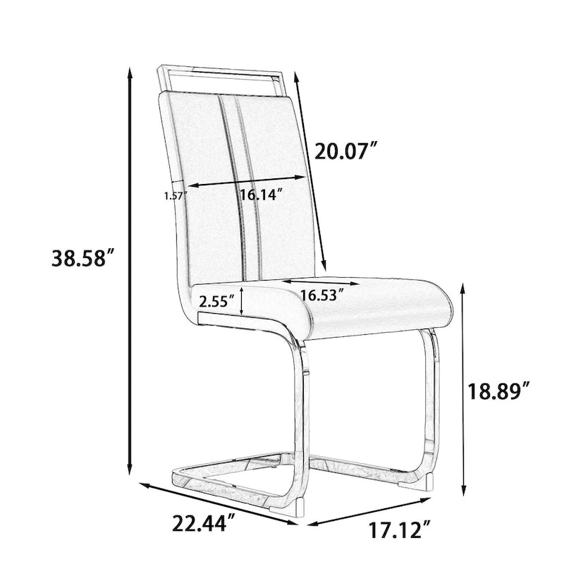 Ensemble de salle à manger 5 pièces de style moderne avec table rectangulaire en verre trempé et chaises de salle à manger sans accoudoirs à dossier haut avec pieds plaqués or
