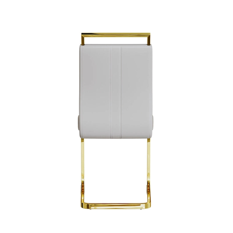 Ensemble de salle à manger 5 pièces de style moderne avec table rectangulaire en verre trempé et chaises de salle à manger sans accoudoirs à dossier haut avec pieds plaqués or