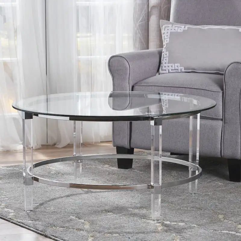 35.5 Table basse ronde moderne au design translucide pour salon