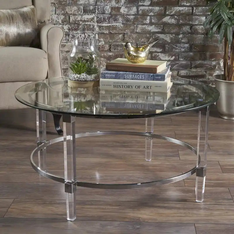 35.5 Table basse ronde moderne au design translucide pour salon