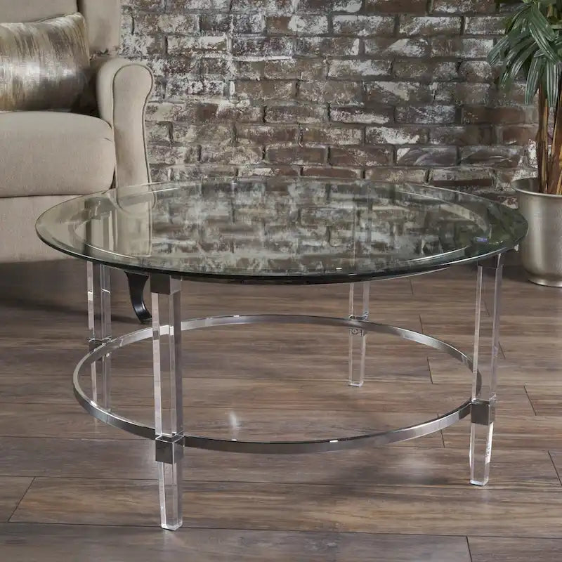 35.5 Table basse ronde moderne au design translucide pour salon