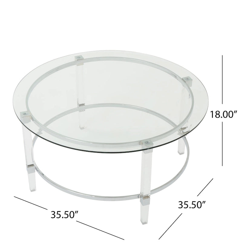 35.5 Table basse ronde moderne au design translucide pour salon