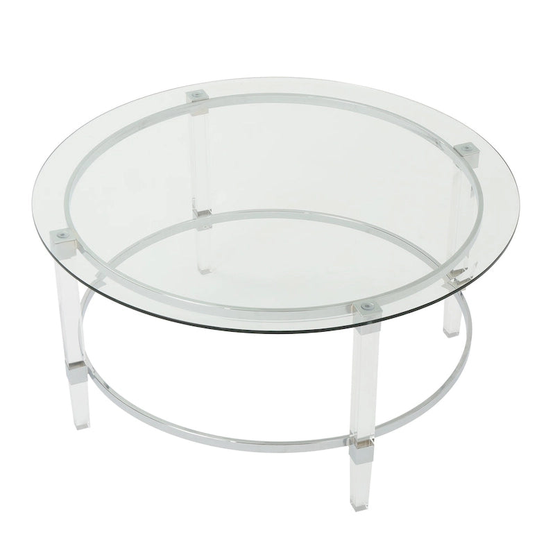 35.5 Table basse ronde moderne au design translucide pour salon