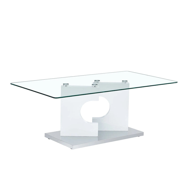 47.2 Table basse rectangulaire moderne avec plateau en verre trempé et pieds en MDF