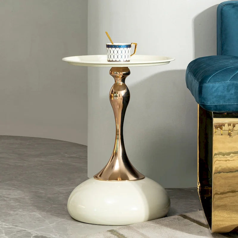 Table d'appoint en acier au carbone, finition or, 14,96, design moderne