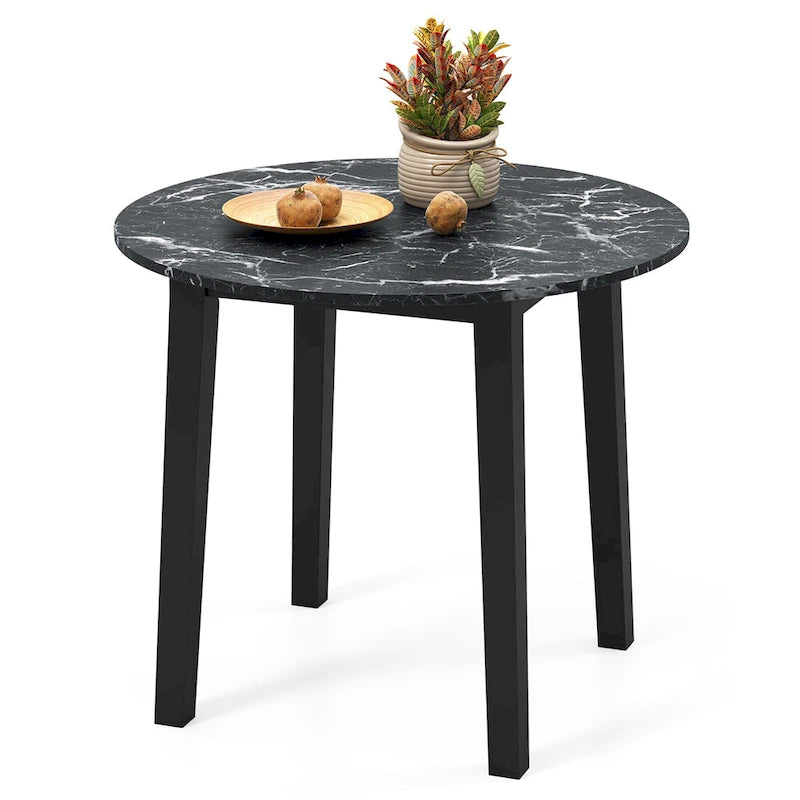 Gymax 35 Table de cuisine ronde avec placage texturé marbre