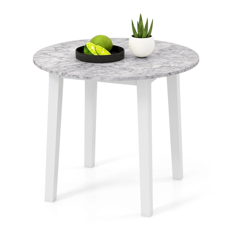 Gymax 35 Table de cuisine ronde avec placage texturé marbre